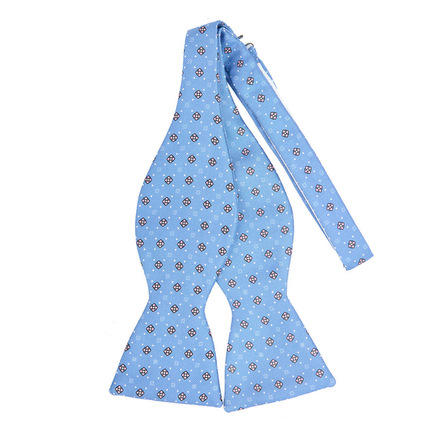 PAPILLON DA ANNODARE IN SETA STAMPATA AZZURRO 
