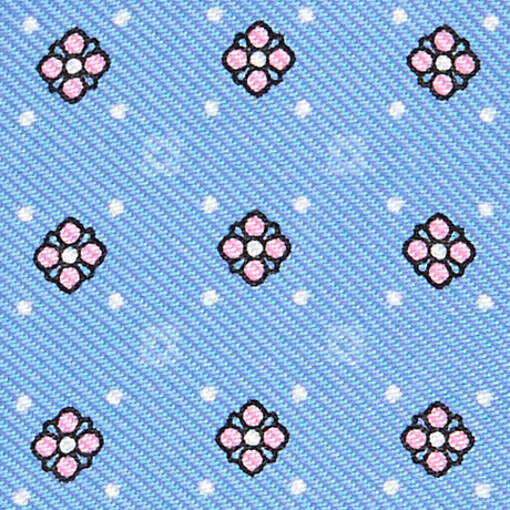 LIGHT BLUE SELF-TIE PRINTED SILK BOWTIE