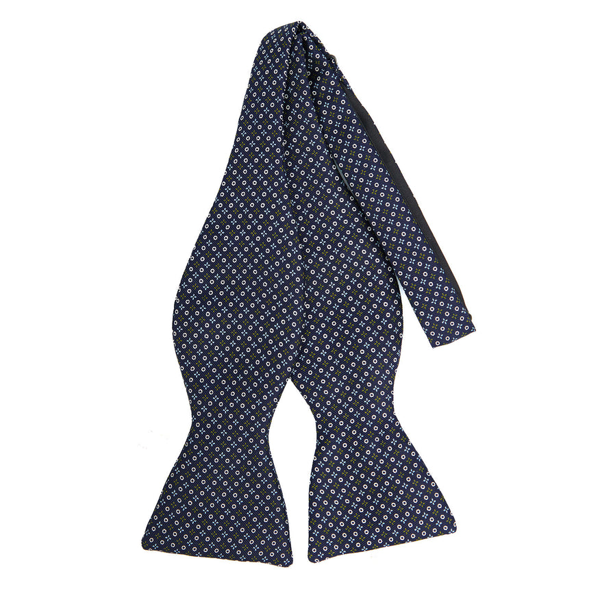 PAPILLON DA ANNODARE IN SETA STAMPATA BLU SCURO