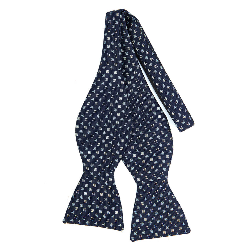 PAPILLON DA ANNODARE IN SETA STAMPATA BLU SCURO