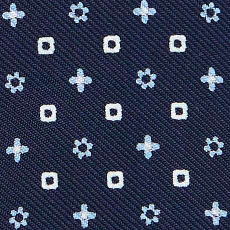 DARK BLUE SELF-TIE PRINTED SILK BOWTIE