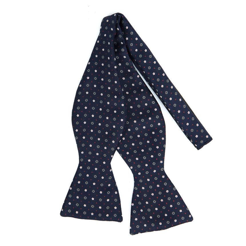 PAPILLON DA ANNODARE IN SETA STAMPATA BLU SCURO
