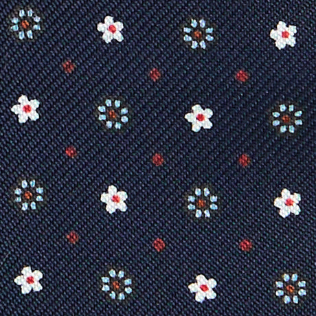 DARK BLUE SELF-TIE PRINTED SILK BOWTIE