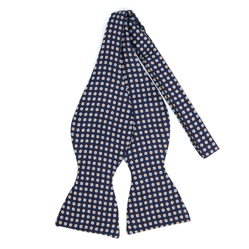 PAPILLON DA ANNODARE IN SETA STAMPATA BLU SCURO