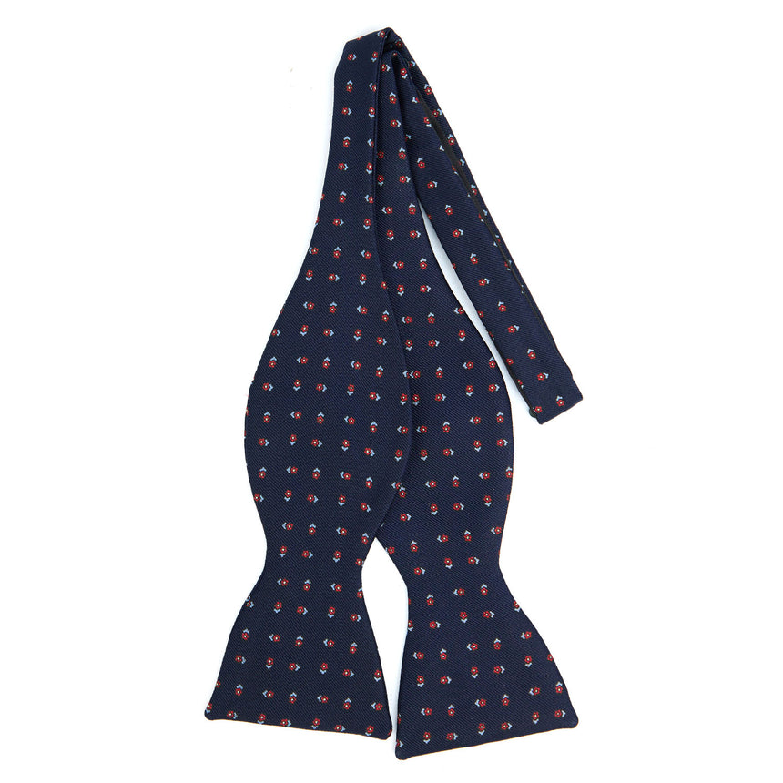 PAPILLON DA ANNODARE IN SETA STAMPATA BLU SCURO