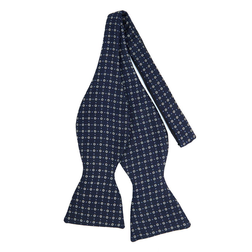 PAPILLON DA ANNODARE IN SETA STAMPATA BLU SCURO