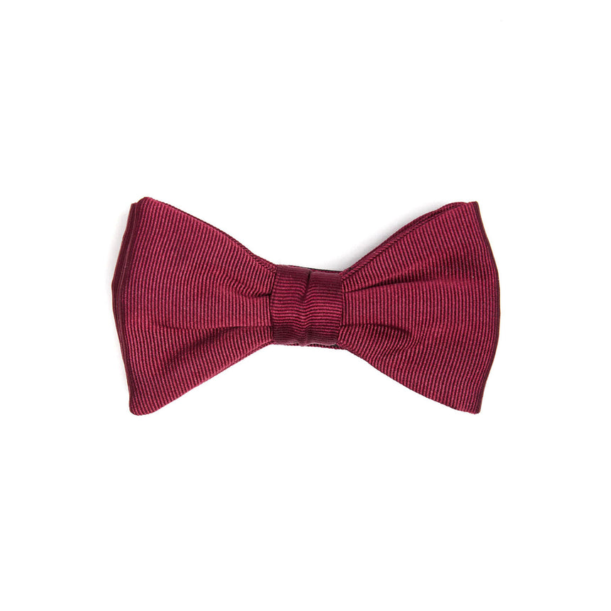 BURGUNDY PRE-KNOTTED SILK BOWTIE