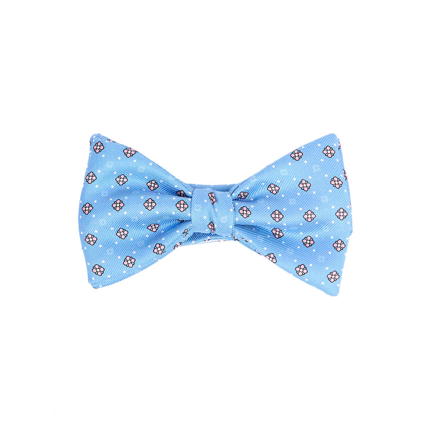 PAPILLON ANNODATO IN SETA STAMPATA AZZURRO