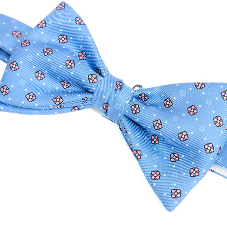 PAPILLON ANNODATO IN SETA STAMPATA AZZURRO
