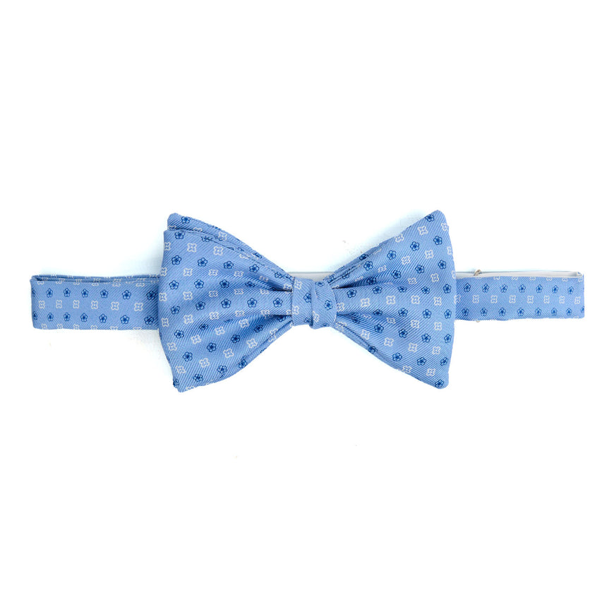 LIGHT BLUE PRE-KNOTTED PRINTED SILK BOWTIE