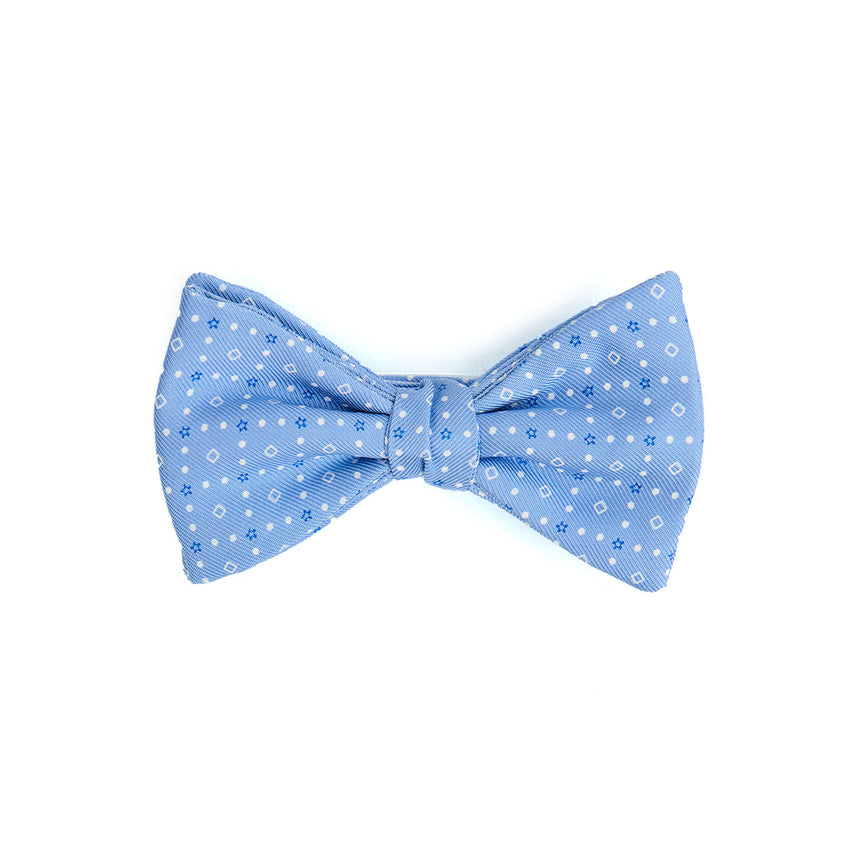 PAPILLON ANNODATO IN SETA STAMPATA AZZURRO