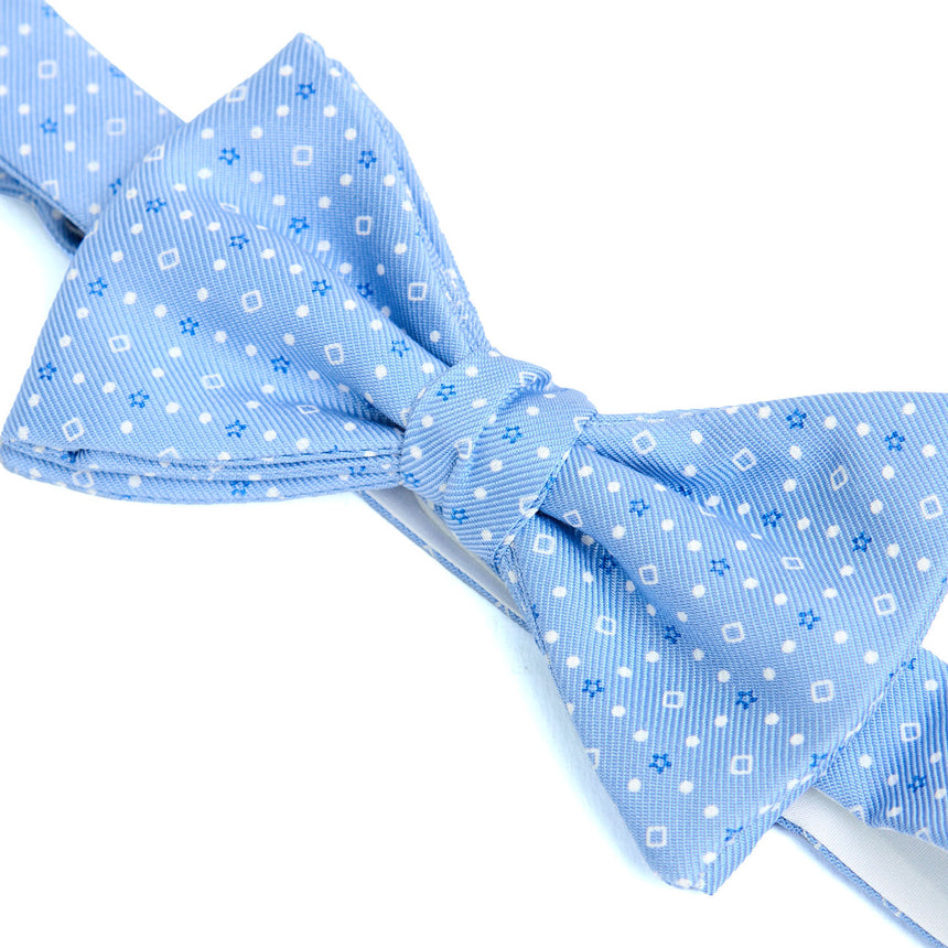 PAPILLON ANNODATO IN SETA STAMPATA AZZURRO