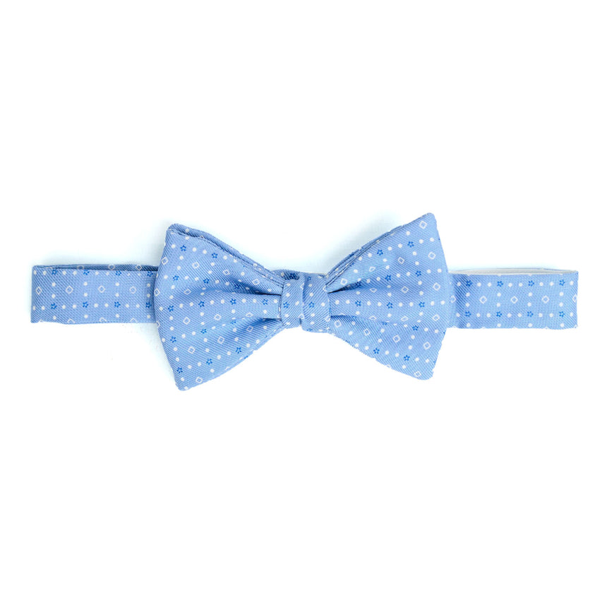 PAPILLON ANNODATO IN SETA STAMPATA AZZURRO