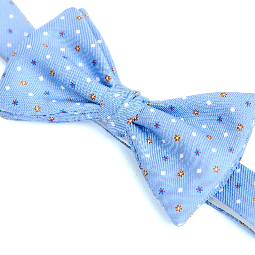 PAPILLON ANNODATO IN SETA STAMPATA AZZURRO