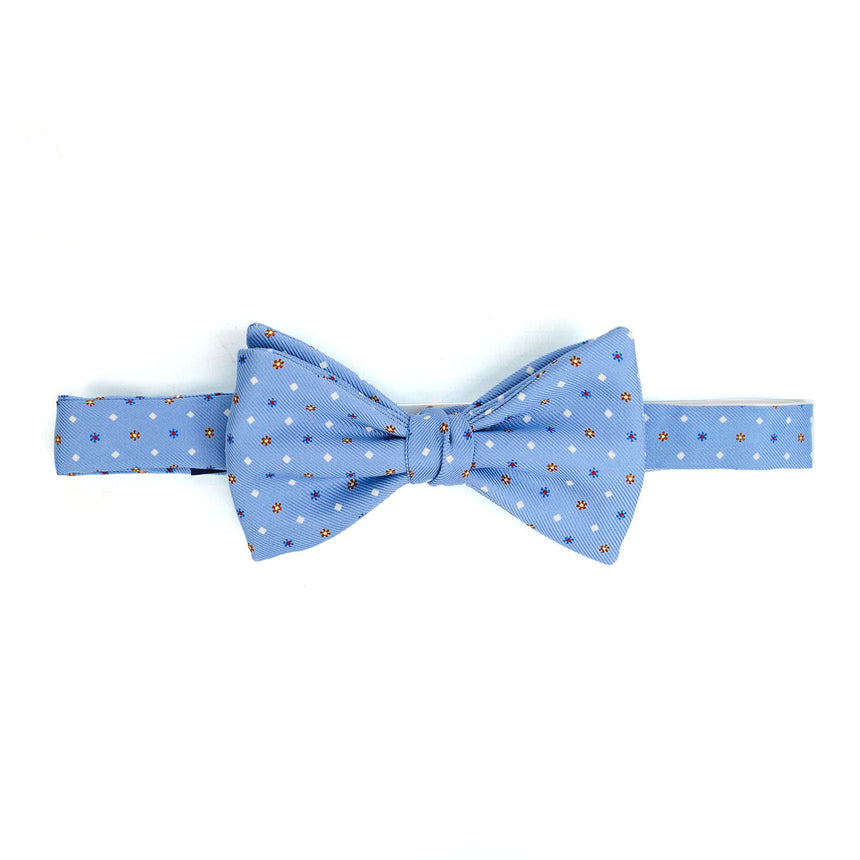 PAPILLON ANNODATO IN SETA STAMPATA AZZURRO