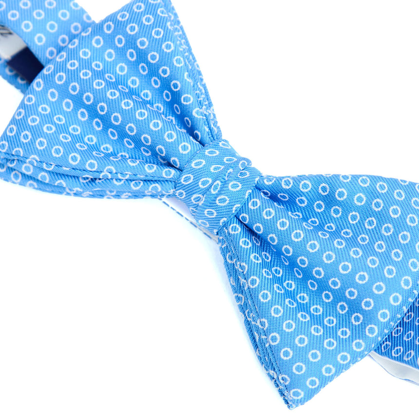 LIGHT BLUE PRE-KNOTTED PRINTED SILK BOWTIE