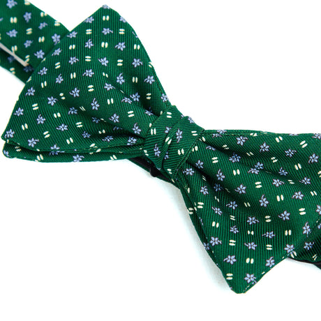 DARK GREEN PRE-KNOTTED PRINTED SILK BOWTIE