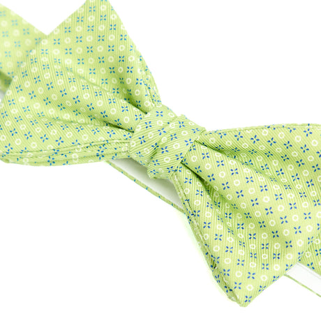 LIGHT GREEN PRE-KNOTTED PRINTED SILK BOWTIE