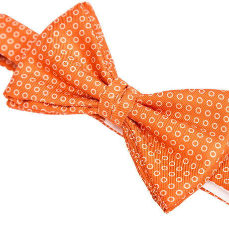 ORANGE PRE-KNOTTED PRINTED SILK BOWTIE