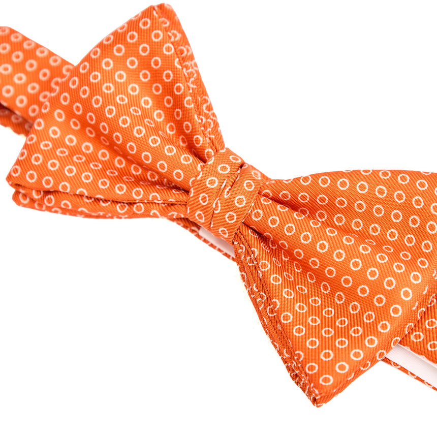 ORANGE PRE-KNOTTED PRINTED SILK BOWTIE