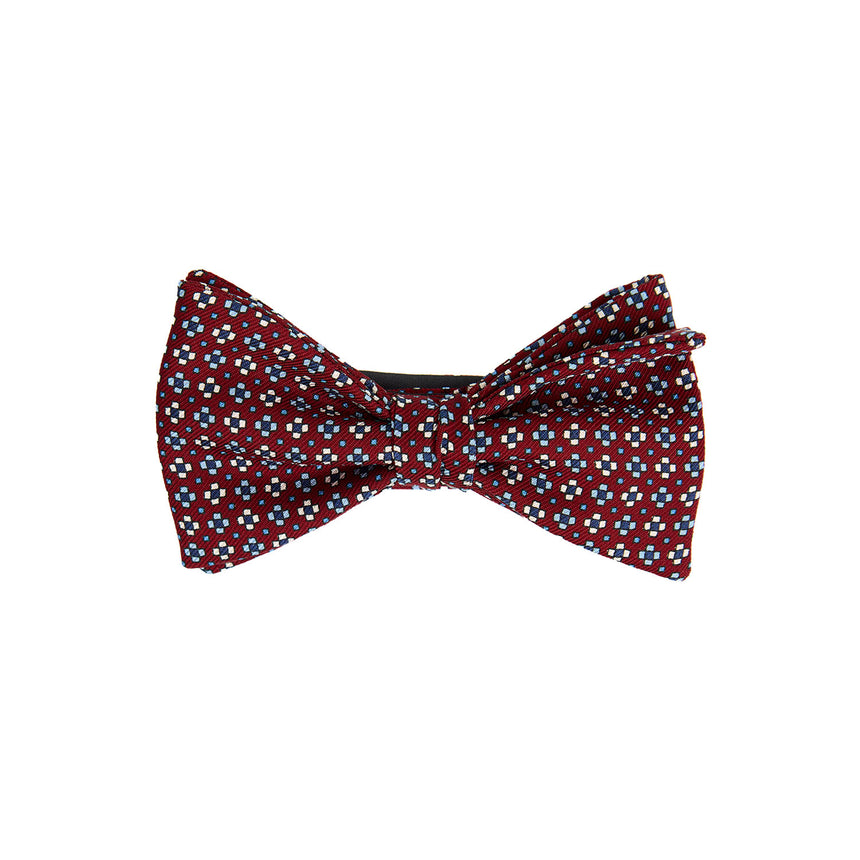 BURGUNDY PRE-KNOTTED PRINTED SILK BOWTIE