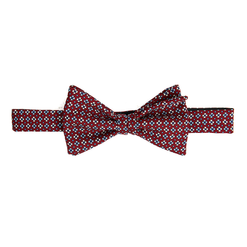 BURGUNDY PRE-KNOTTED PRINTED SILK BOWTIE
