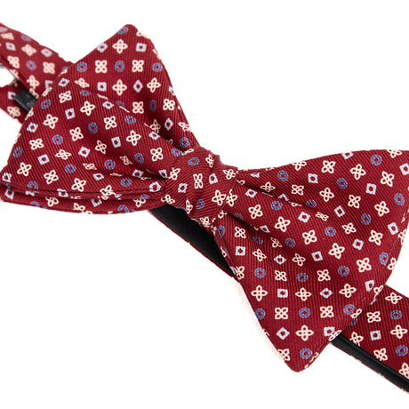 BURGUNDY PRE-KNOTTED PRINTED SILK BOWTIE