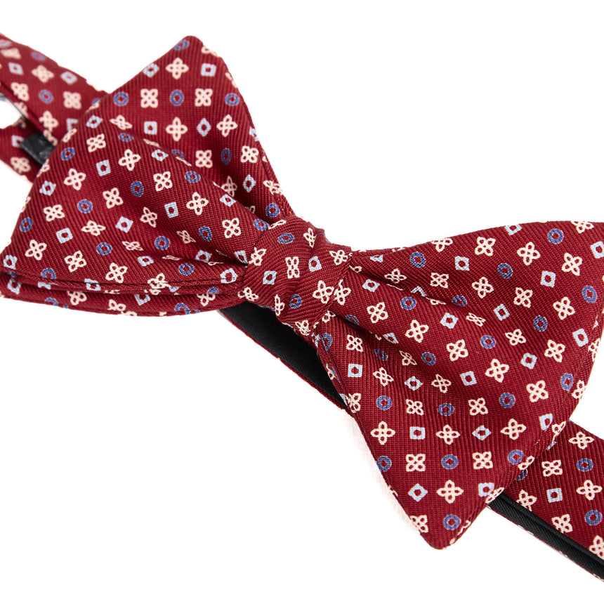 BURGUNDY PRE-KNOTTED PRINTED SILK BOWTIE