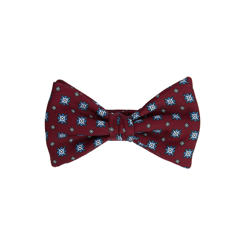 PAPILLON ANNODATO IN SETA STAMPATA BORDEAUX