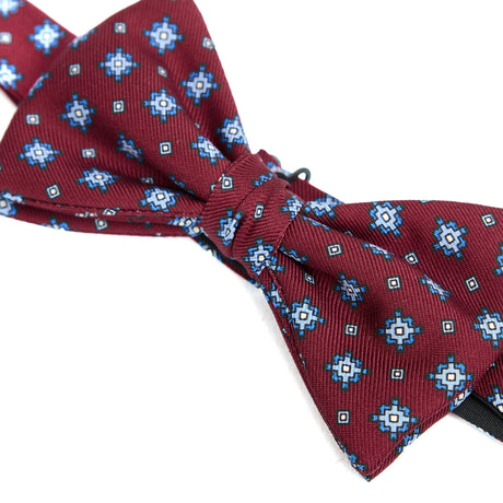 BURGUNDY PRE-KNOTTED PRINTED SILK BOWTIE