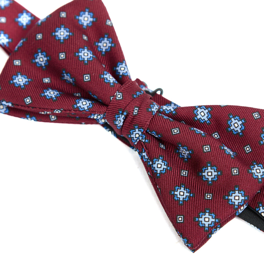 PAPILLON ANNODATO IN SETA STAMPATA BORDEAUX