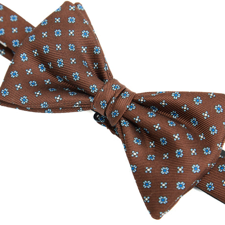 DARK BROWN PRE-KNOTTED PRINTED SILK BOWTIE