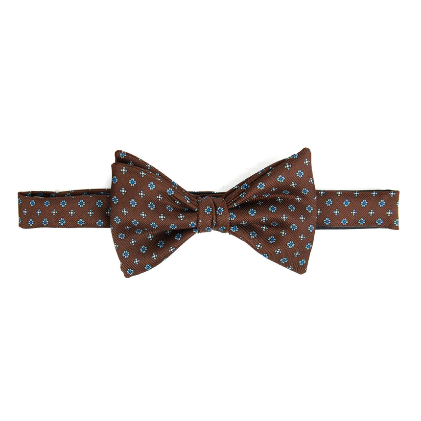 DARK BROWN PRE-KNOTTED PRINTED SILK BOWTIE