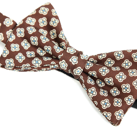 DARK BROWN PRE-KNOTTED PRINTED SILK BOWTIE