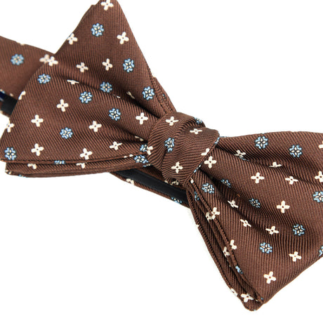 DARK BROWN PRE-KNOTTED PRINTED SILK BOWTIE