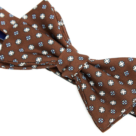 DARK BROWN PRE-KNOTTED PRINTED SILK BOWTIE
