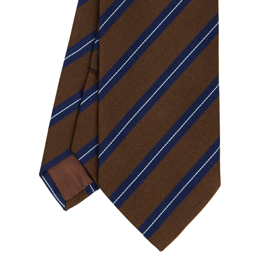 DARK BROWN REGIMENTAL JACQAURD SILK TIE