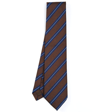 DARK BROWN REGIMENTAL JACQAURD SILK TIE
