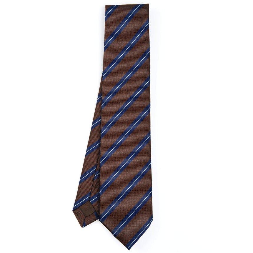 DARK BROWN REGIMENTAL JACQAURD SILK TIE