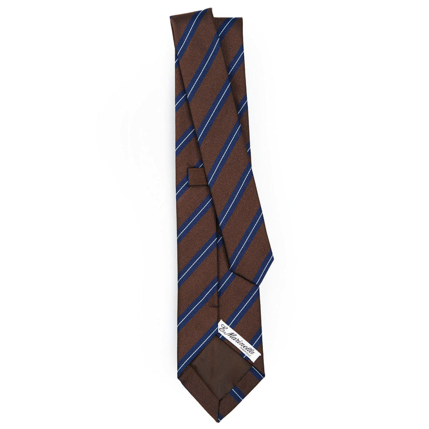 DARK BROWN REGIMENTAL JACQAURD SILK TIE