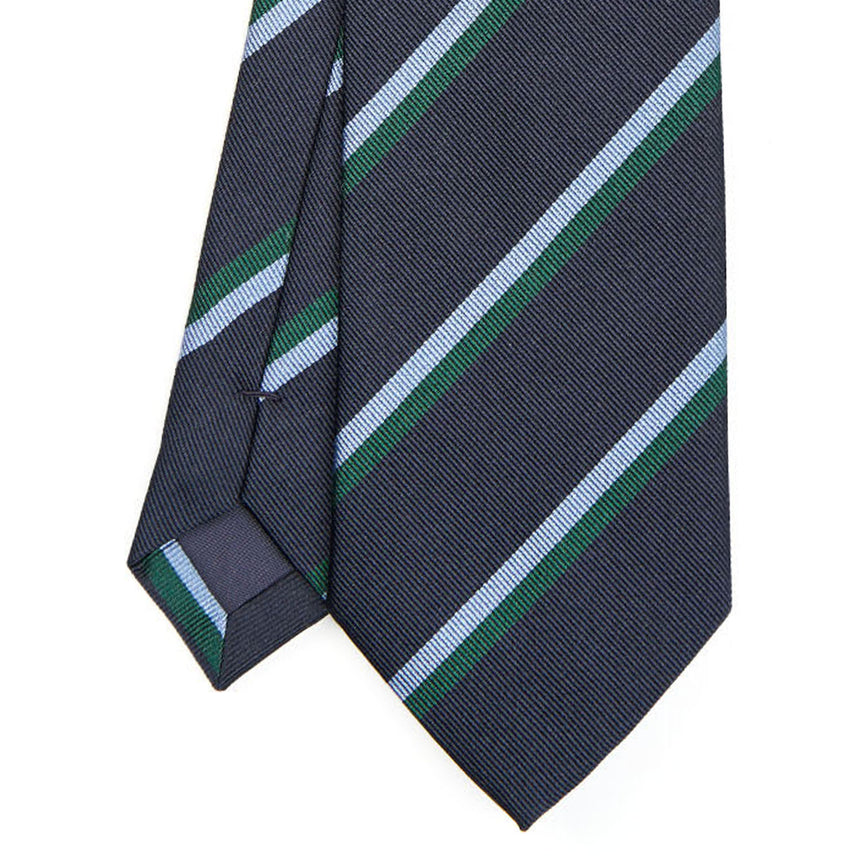 CRAVATTA REGIMENTAL IN SETA JACQUARD BLU SCURO