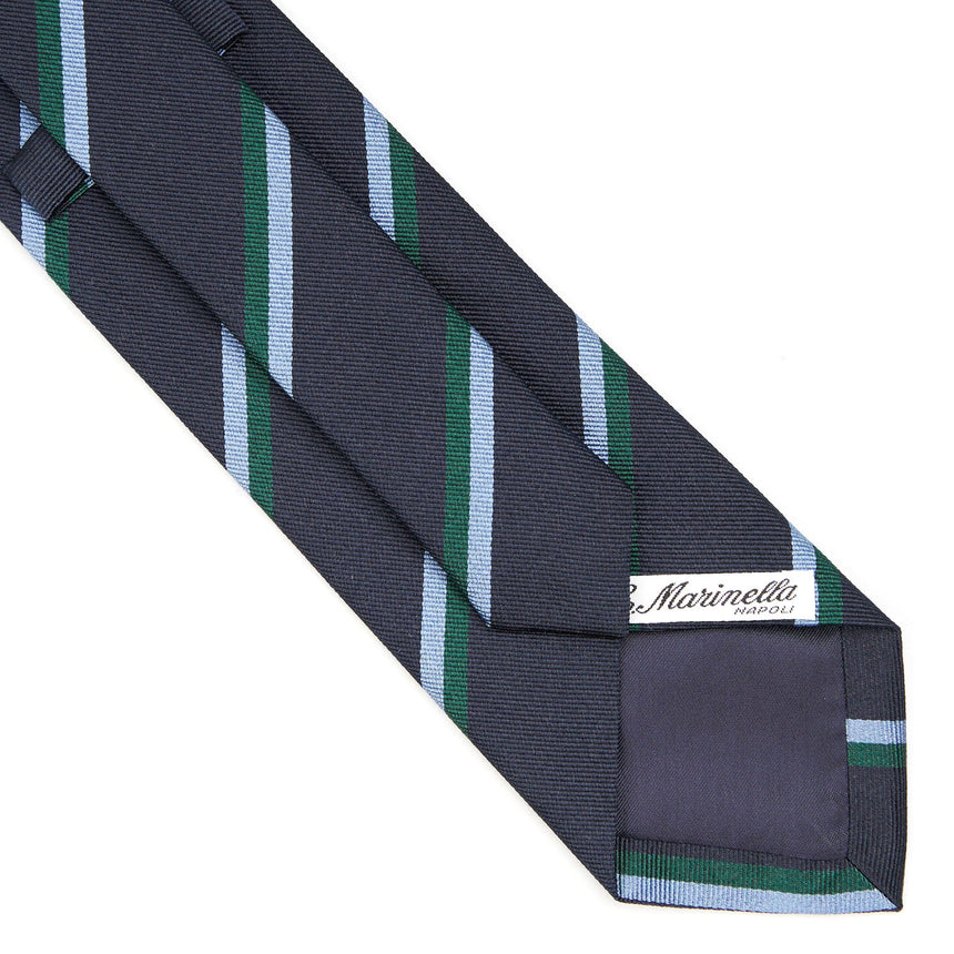 CRAVATTA REGIMENTAL IN SETA JACQUARD BLU SCURO