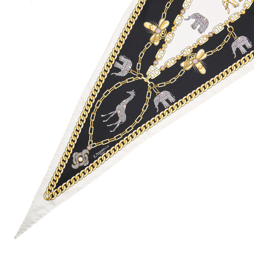 WHITE SILK DIAMOND SHAPE SCARF