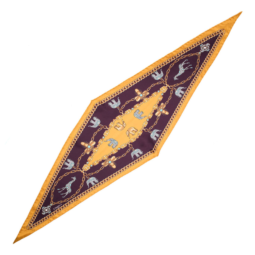 YELLOW SILK DIAMOND SHAPE SCARF