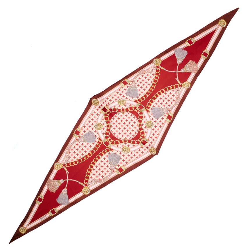 RED SILK DIAMOND SHAPE SCARF