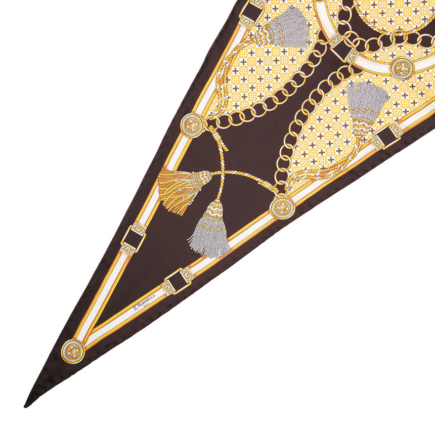 DARK BROWN SILK DIAMOND SHAPE SCARF