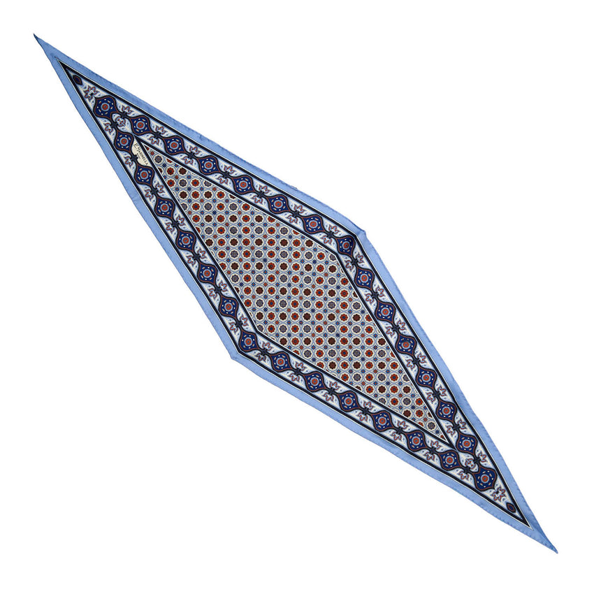 LIGHT BLUE SILK DIAMOND SHAPE SCARF