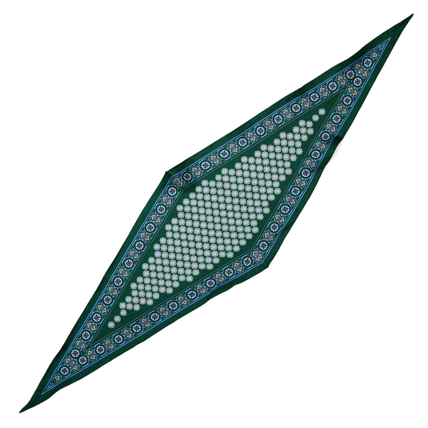 DARK GREEN SILK DIAMOND SHAPE SCARF