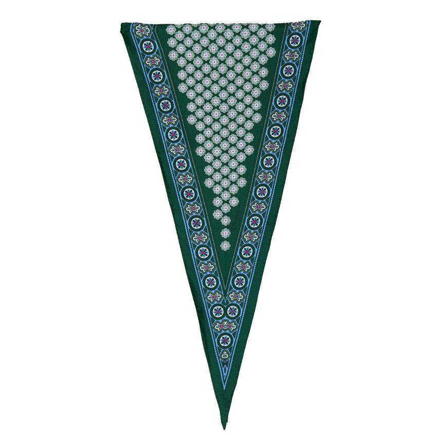 DARK GREEN SILK DIAMOND SHAPE SCARF