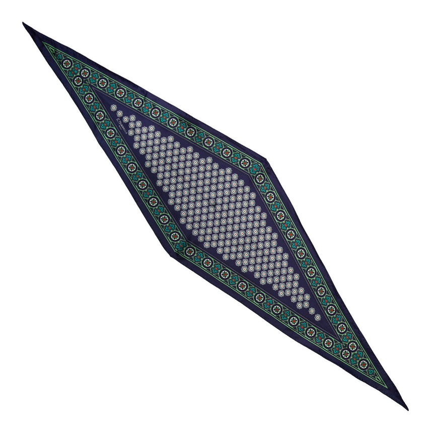 DARK BLUE SILK DIAMOND SHAPE SCARF